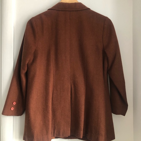 VINTAGE 70s Brown Wool Blazer - Picture 3 of 3